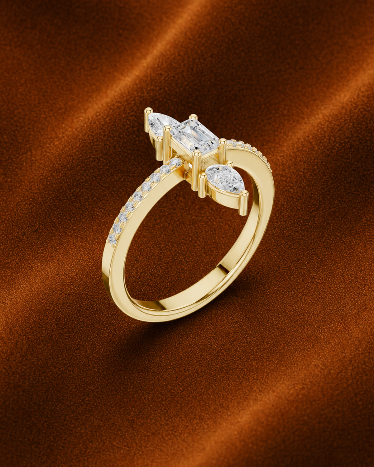 Emerald-Cut North South Ring by MONICONIC