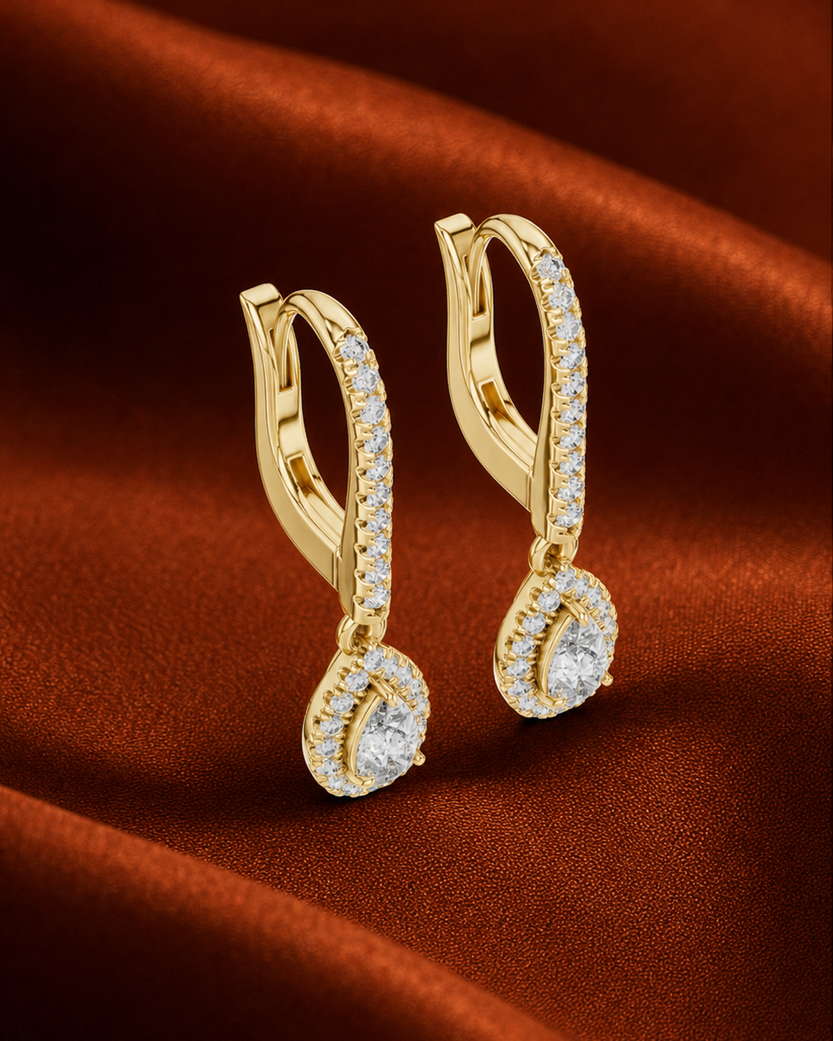 Pavé Bar Pear Drop Earrings by MONICONIC