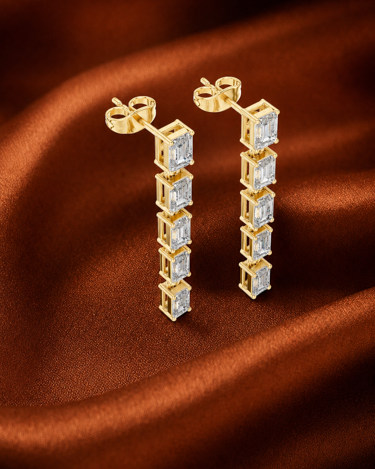Emerald-Cut Lab-Grown Diamond Drop Earrings by MONICONIC
