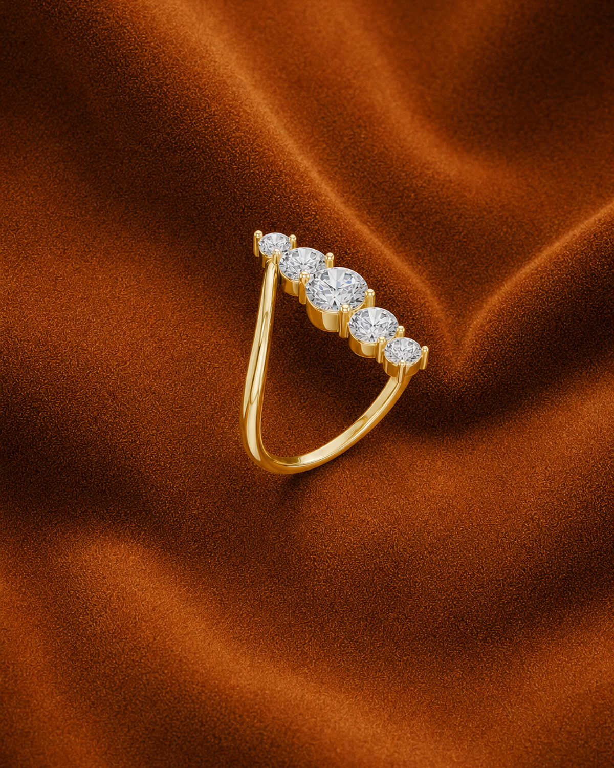 Five Stone Bypass Ring by MONICONIC