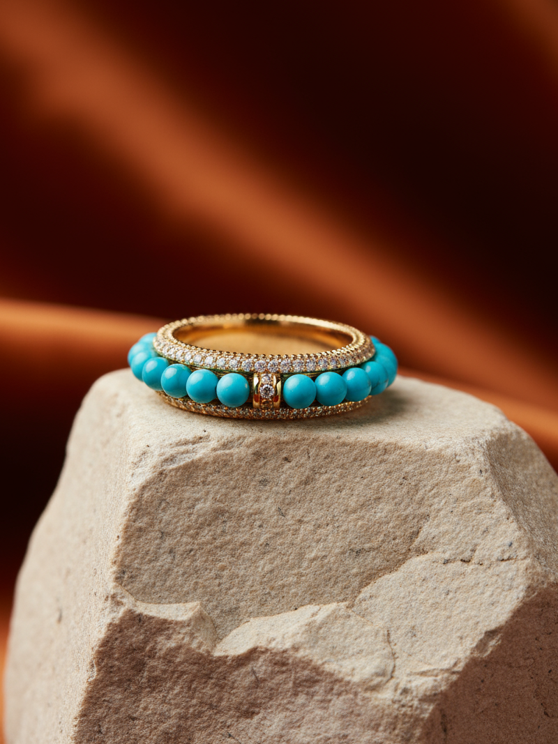 Turquoise Pavé Ring