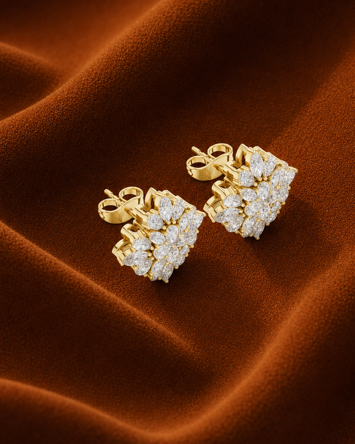 Rosette Diamond Stud Earrings by MONICONIC