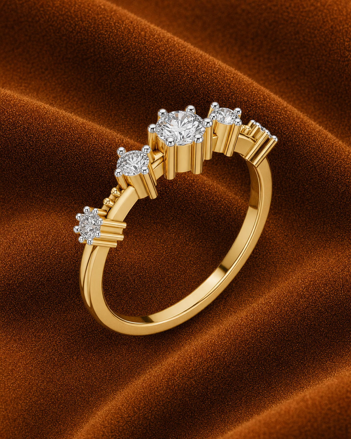 Fluted Five Stone Ring by MONICONIC