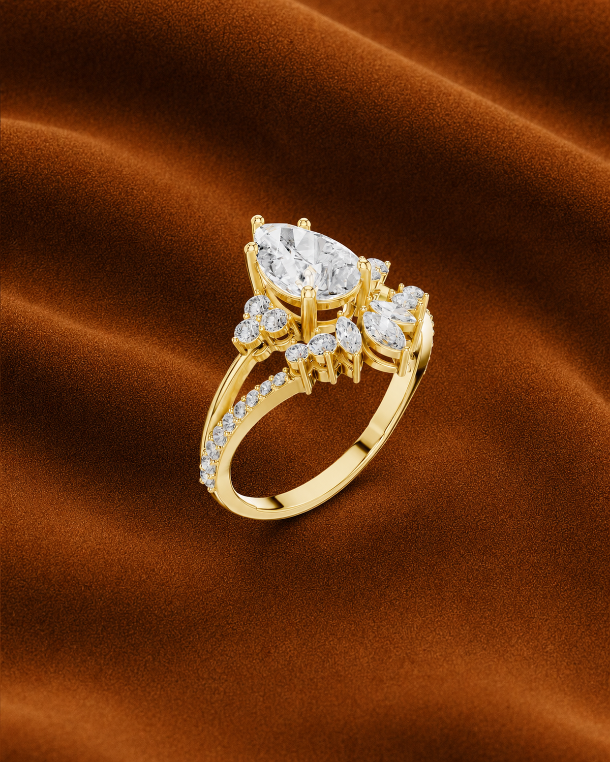 Pear Crown Cluster Ring by MONICONIC