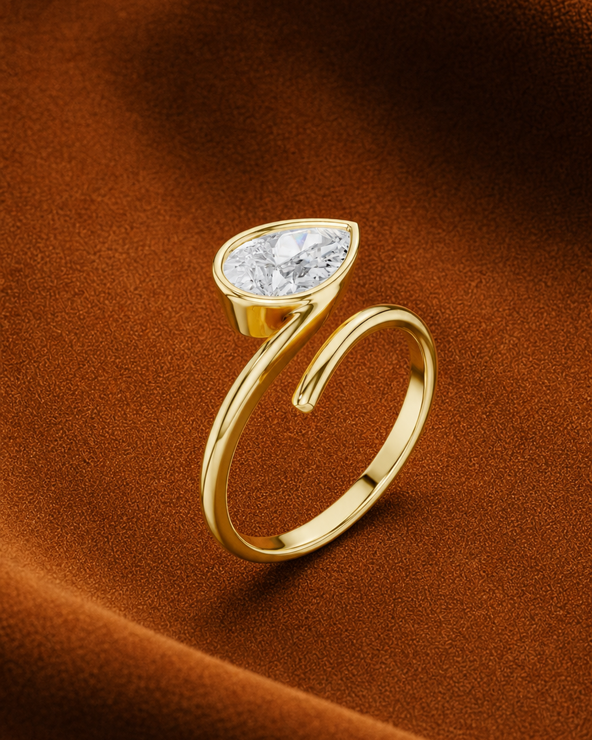 East West Pear Bezel Ring by MONICONIC