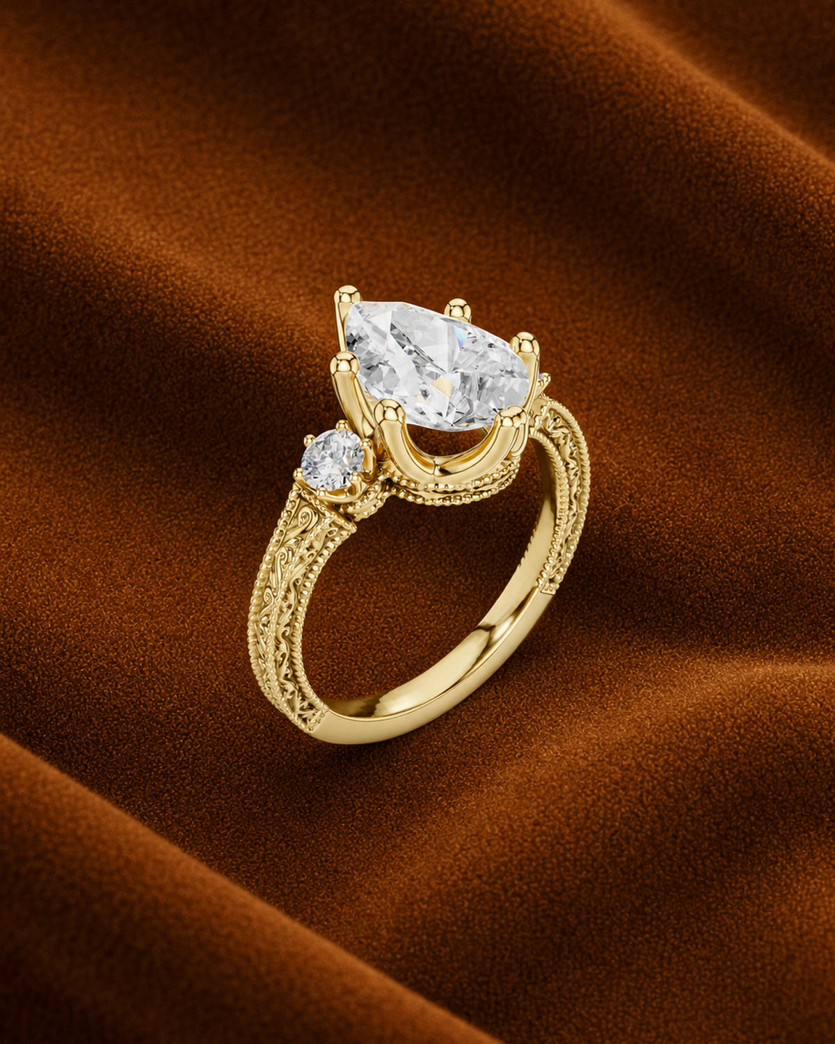 Pear Three Stone Ring by MONICONIC