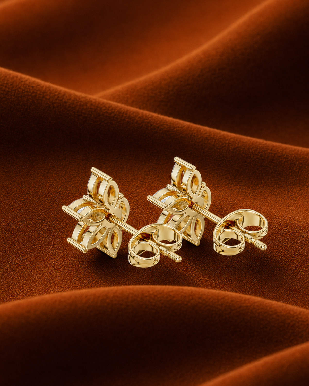 Marquise Diamond Flower Stud Earrings by MONICONIC