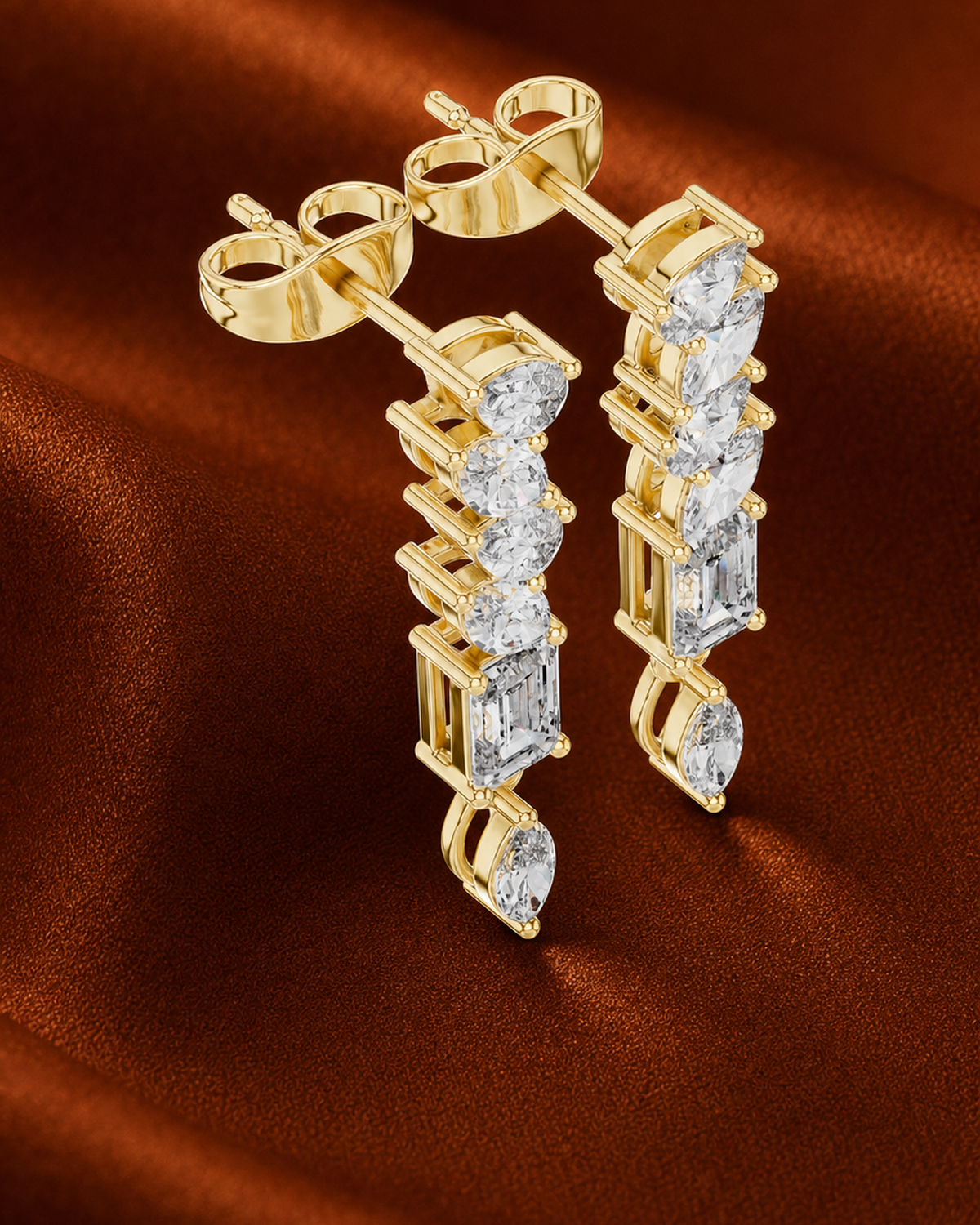 Mixed-Cut Lab-Grown Diamond Drop Earrings by MONICONIC