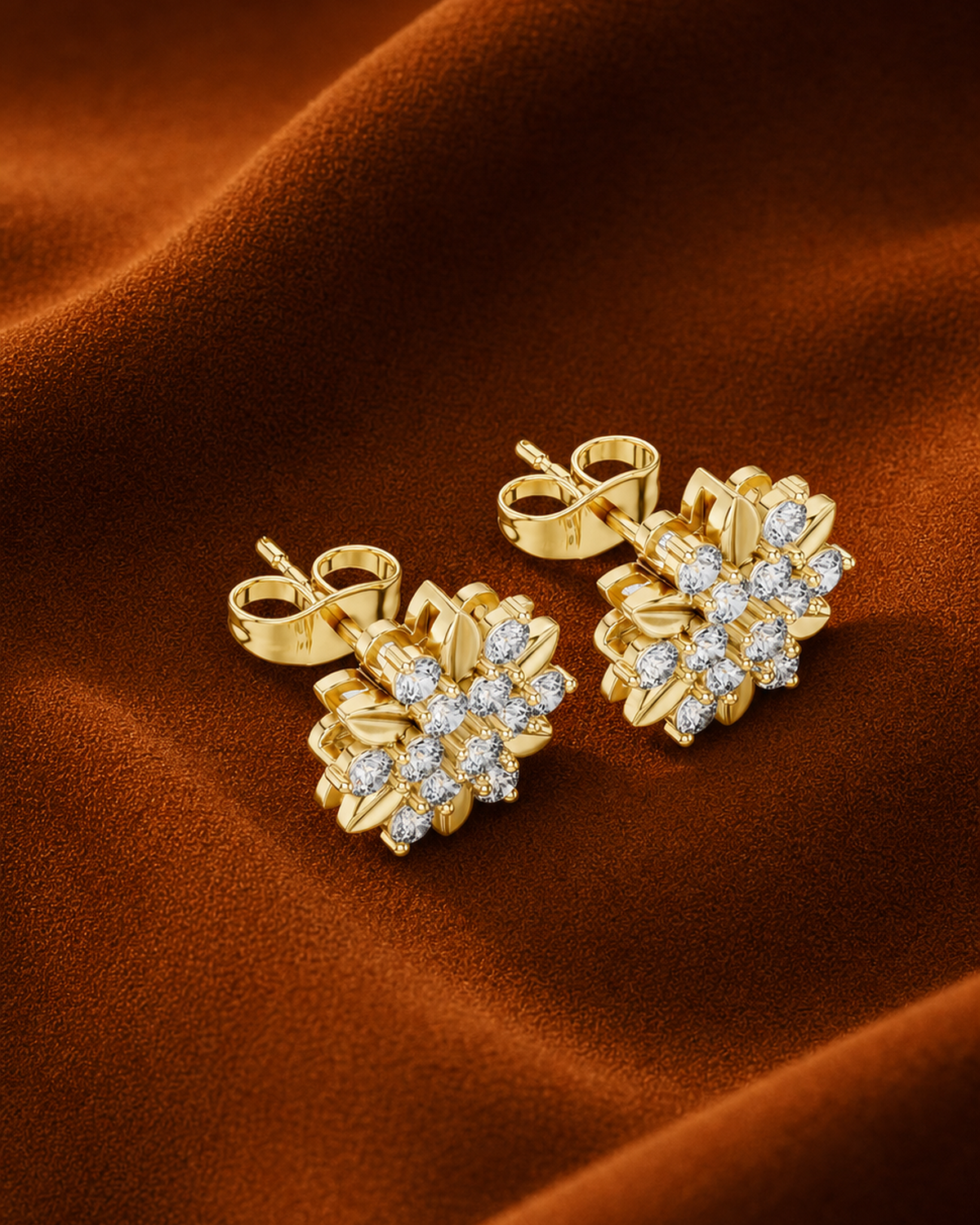 Petal Cluster Diamond Stud Earrings by MONICONIC
