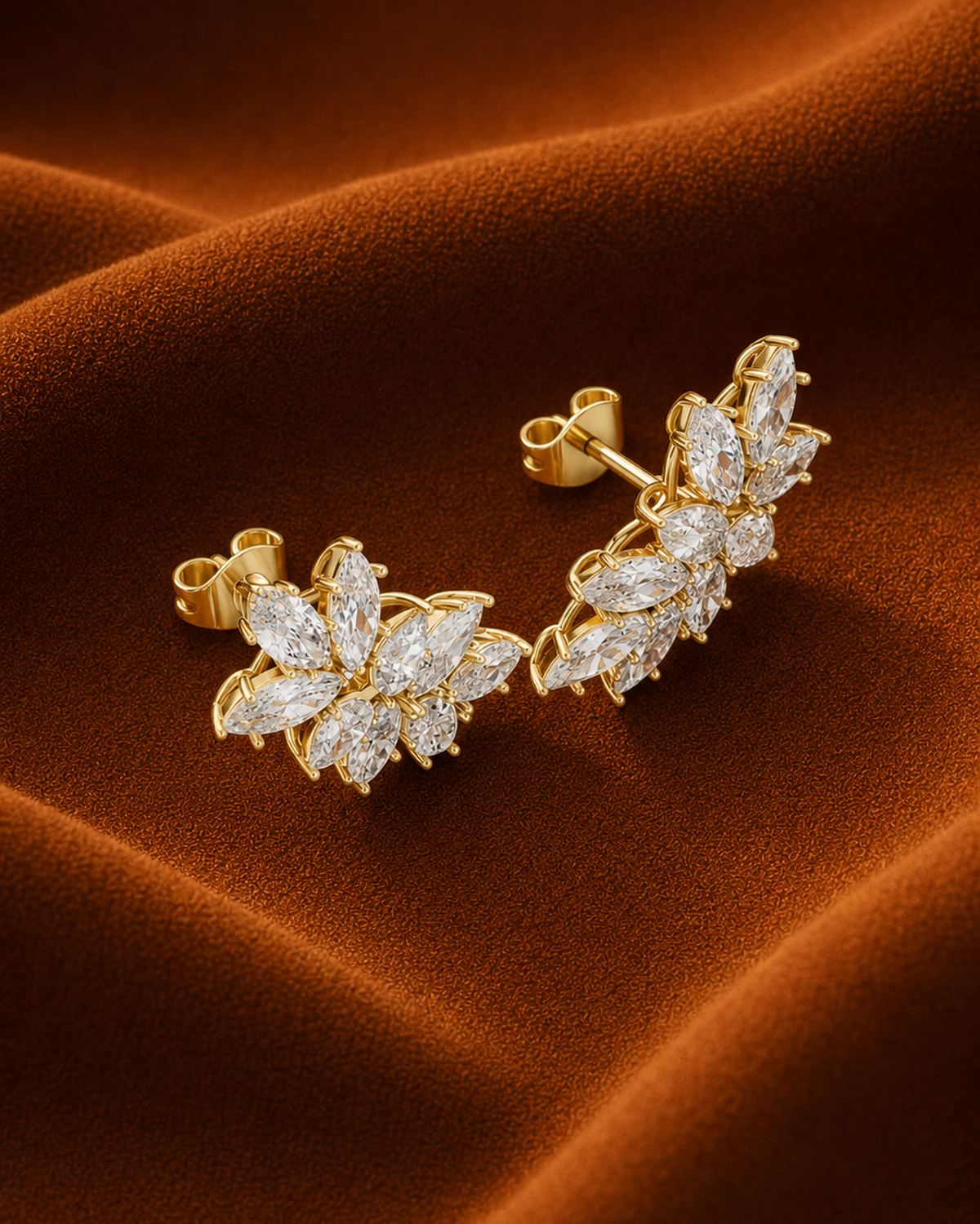 Marquise Leaf Diamond Stud Earrings by MONICONIC