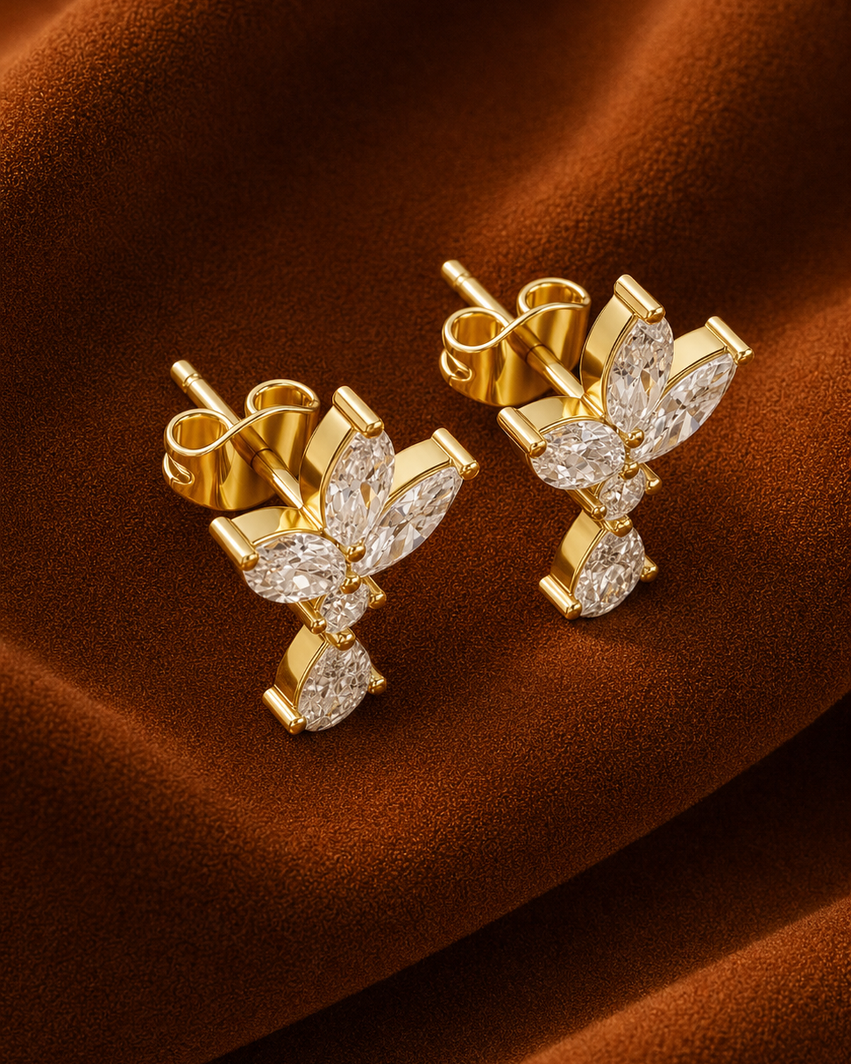 Marquise Rosette Diamond Drop Earrings by MONICONIC