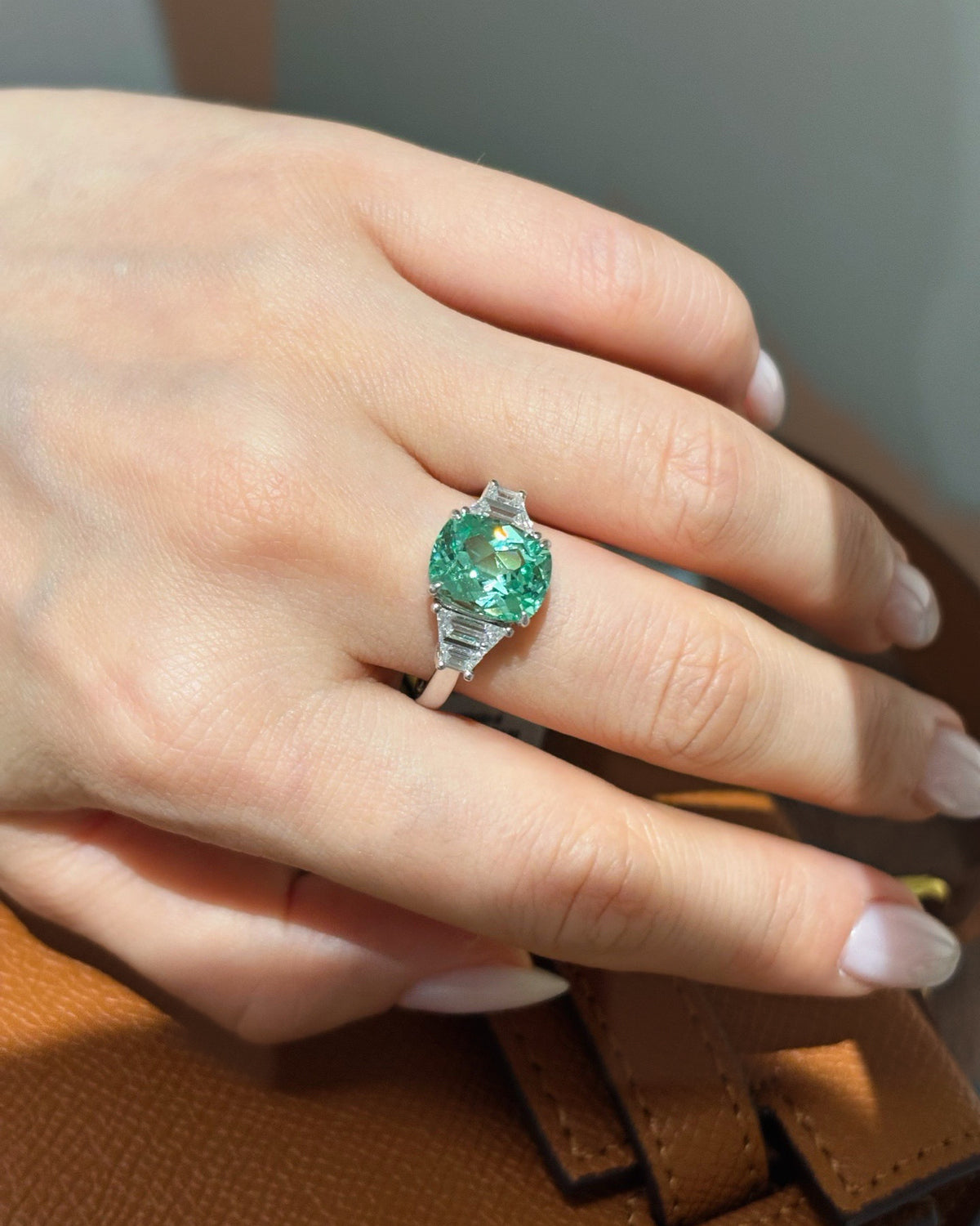 Paraiba Three-Stone Ring by MONICONIC
