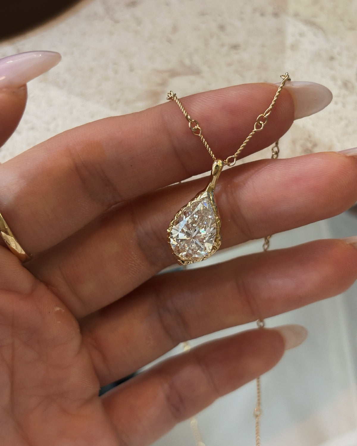 Rivage Pear Pendant Necklace by MONICONIC