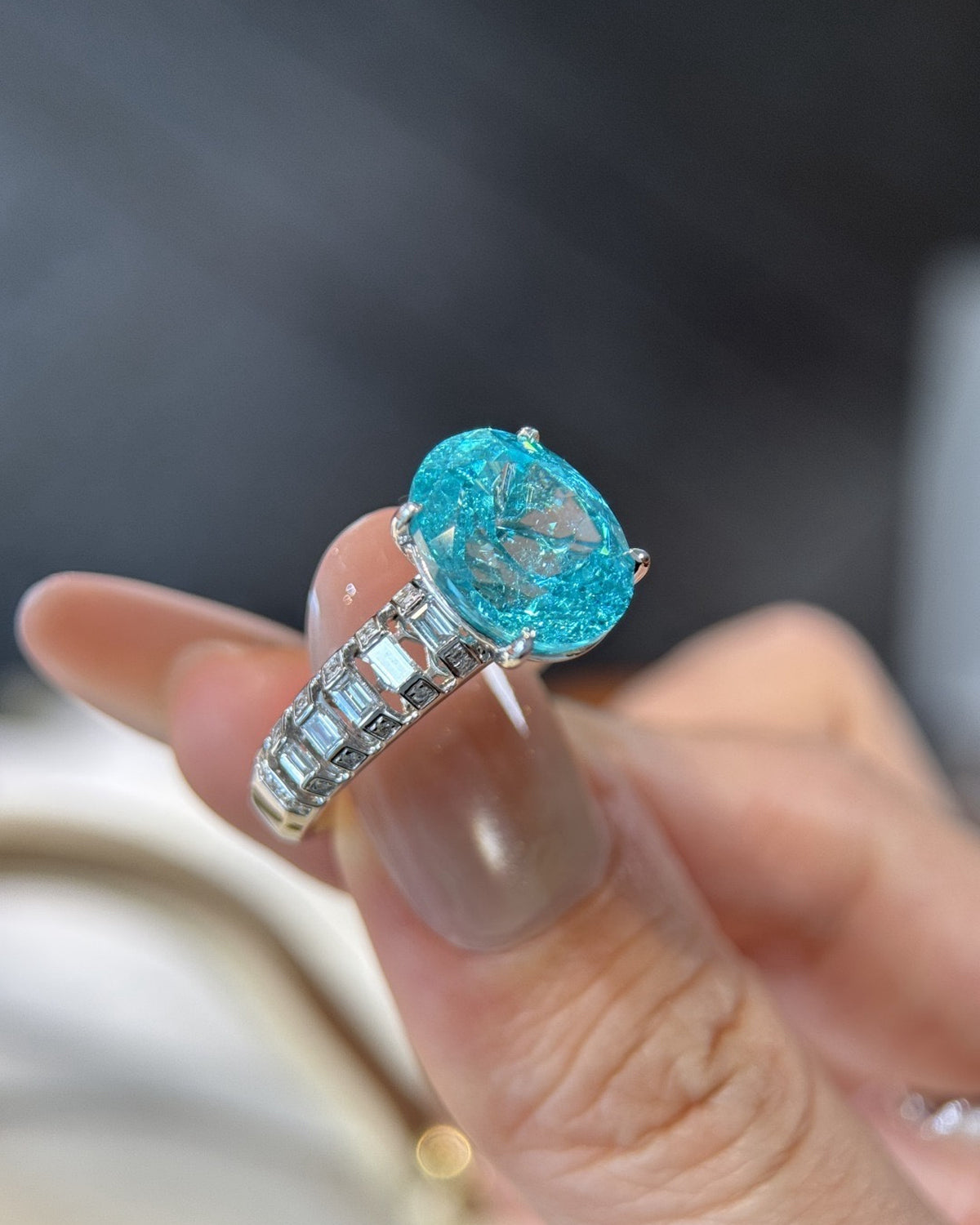 Paraiba Baguette Ring by MONICONIC