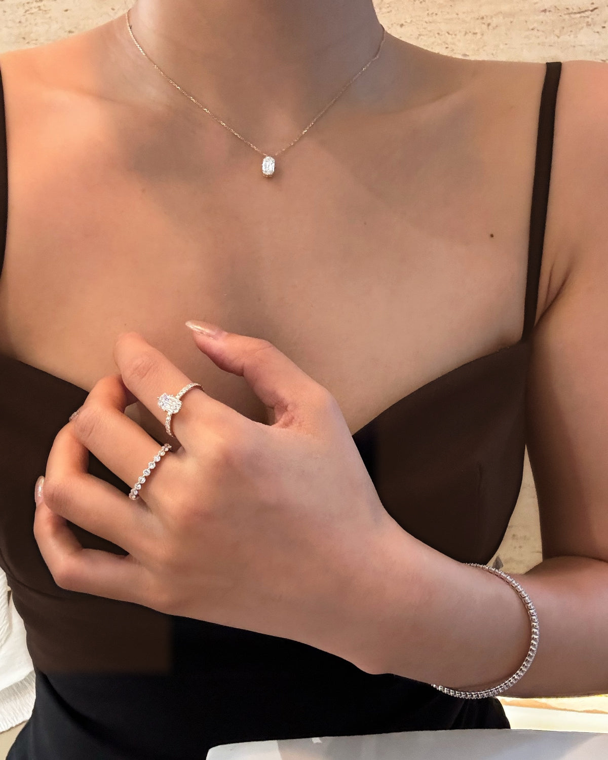 Elongated Emerald Ring by MONICONIC