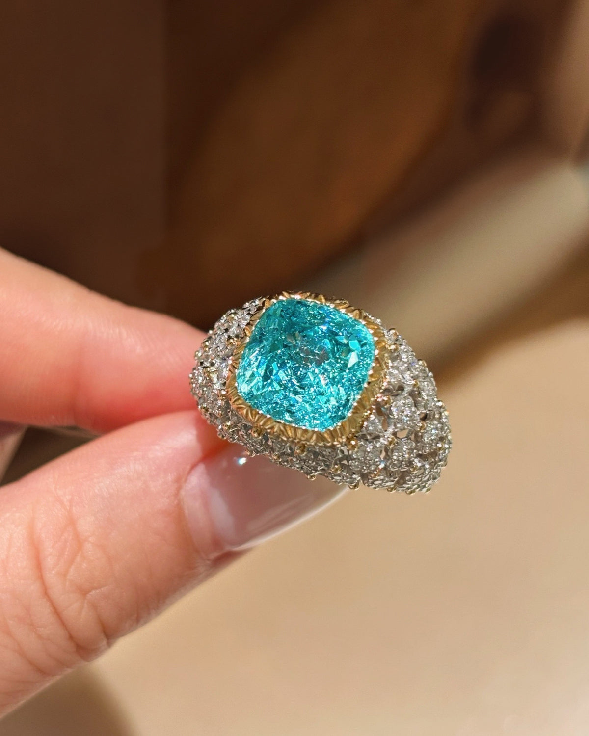 Paraiba Cushion Ring by MONICONIC