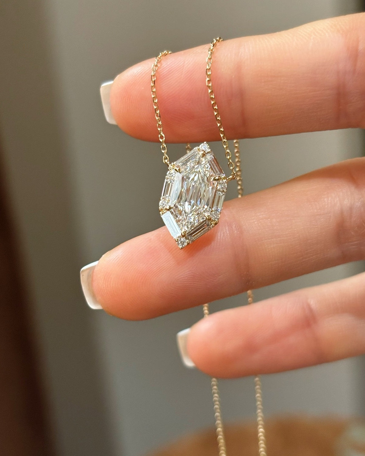 Hex Baguette Pendant Necklace by MONICONIC
