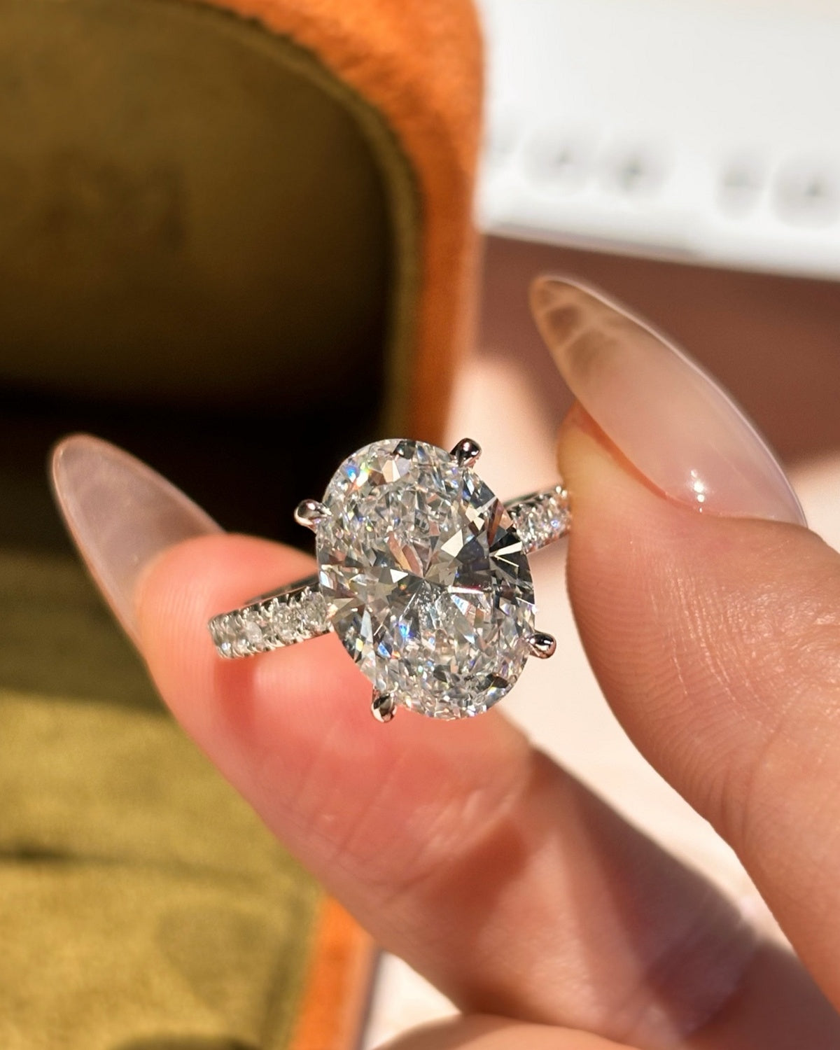 Oval Pavé Solitaire Ring by MONICONIC