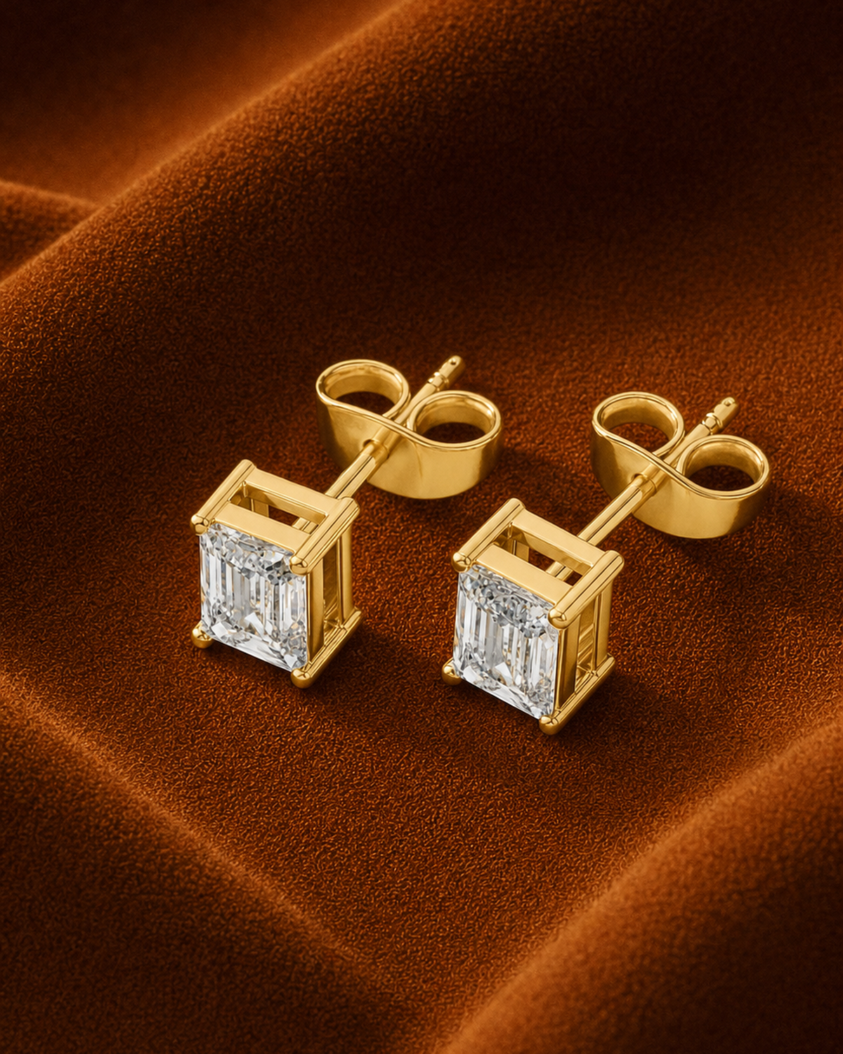 Double Emerald-Cut Diamond Studs by MONICONIC