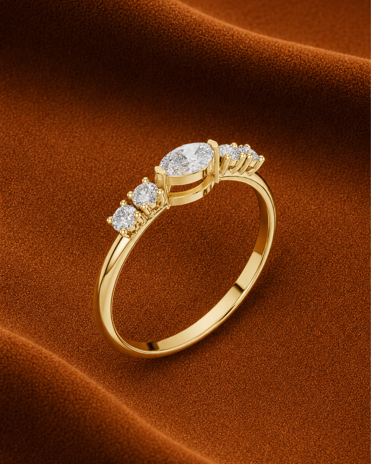 East West Marquise Five Stone Ring by MONICONIC