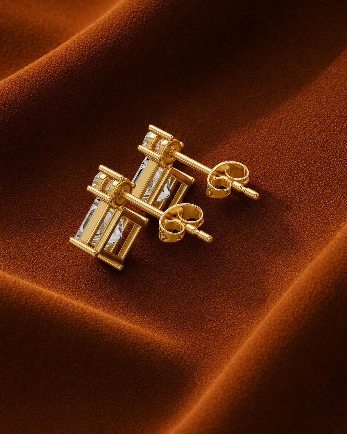 Round Princess Diamond Drop Earrings by MONICONIC