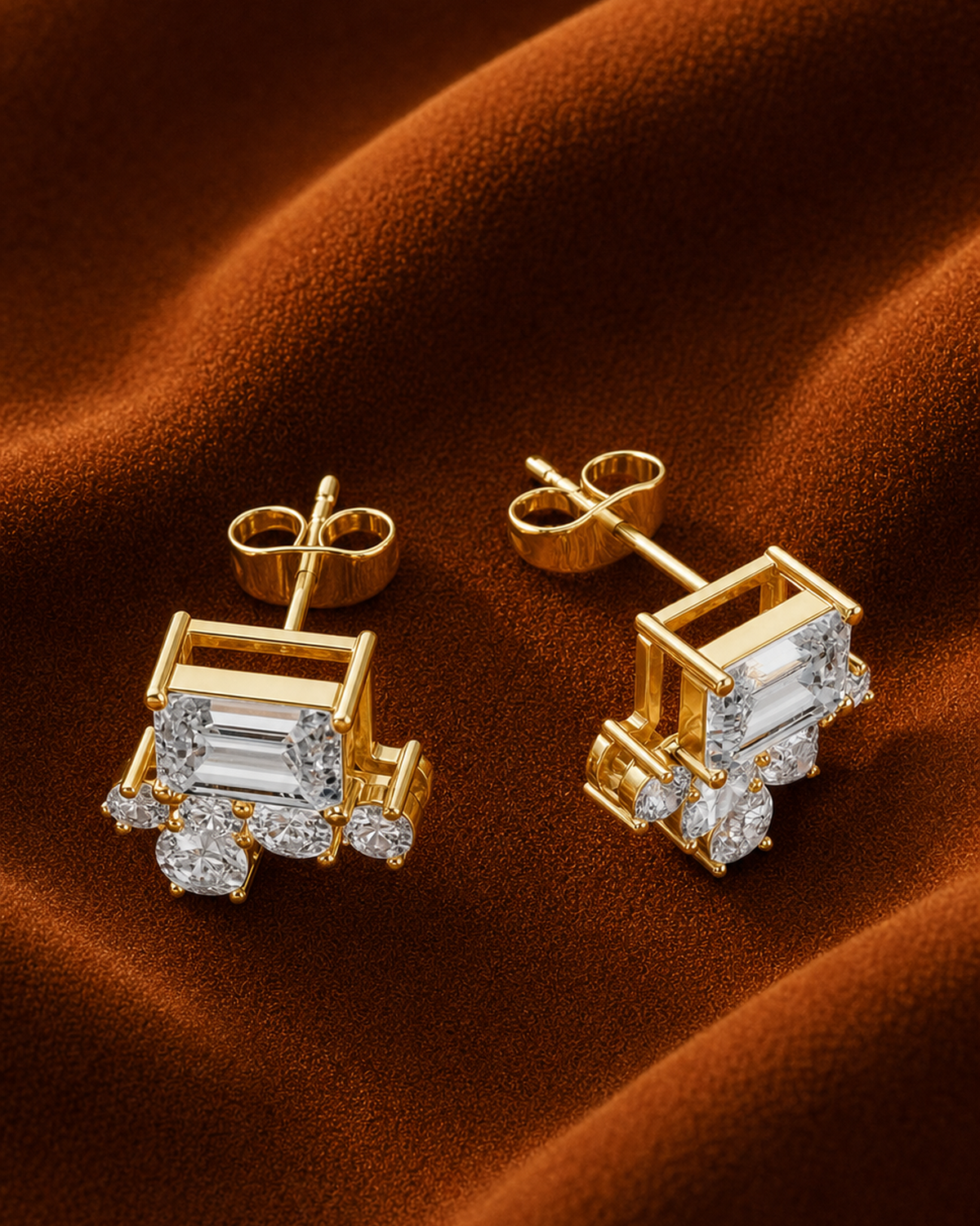 Emerald-Cut Cluster Lab-Grown Diamond Studs by MONICONIC