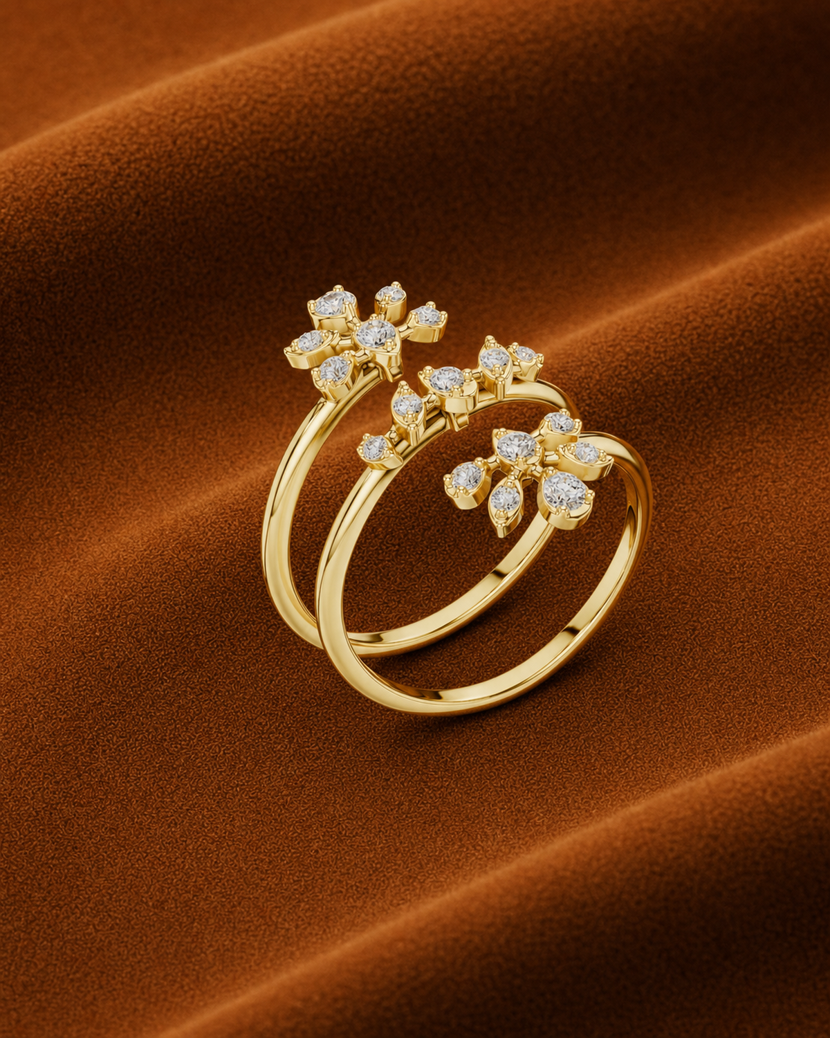 Floral Rosette Bypass Ring by MONICONIC
