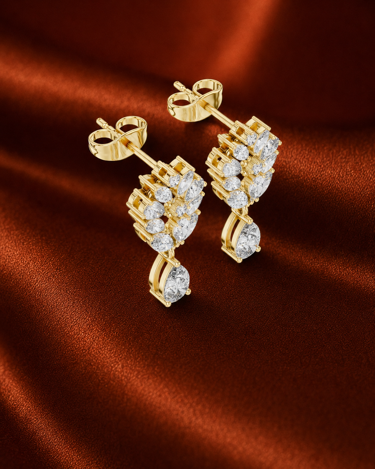 Marquise Cluster Pear Drop Earrings by MONICONIC