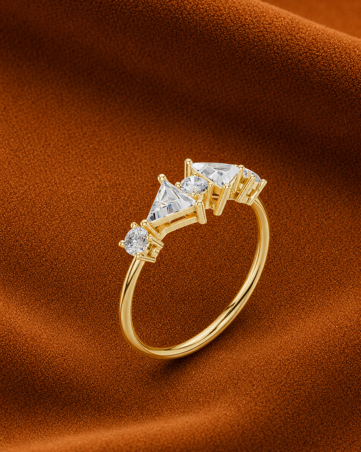 Trillion Round Five Stone Ring by MONICONIC