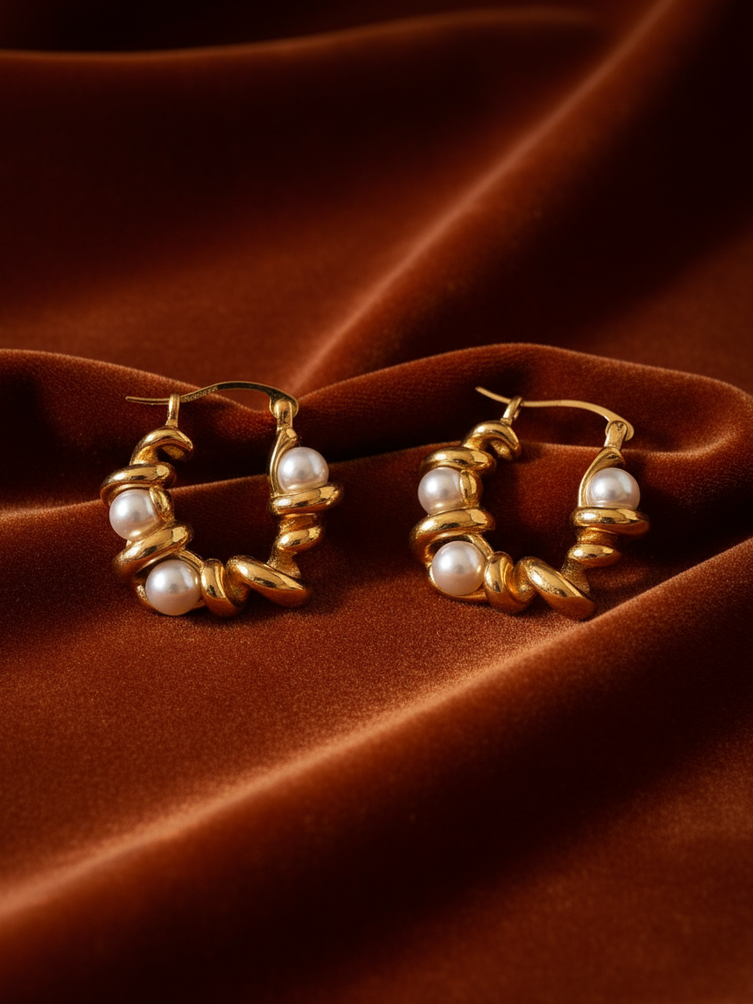 Whirl Pearl Hoops