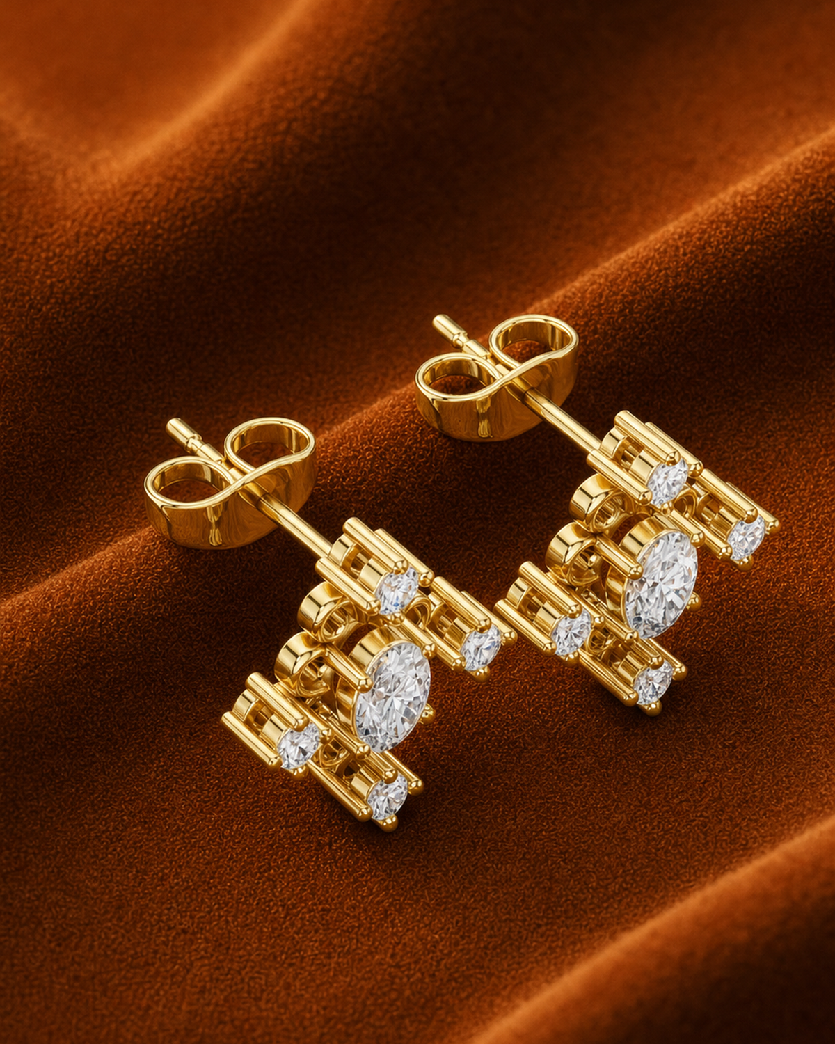 Oval Scroll Lab Grown Diamond Studs by MONICONIC