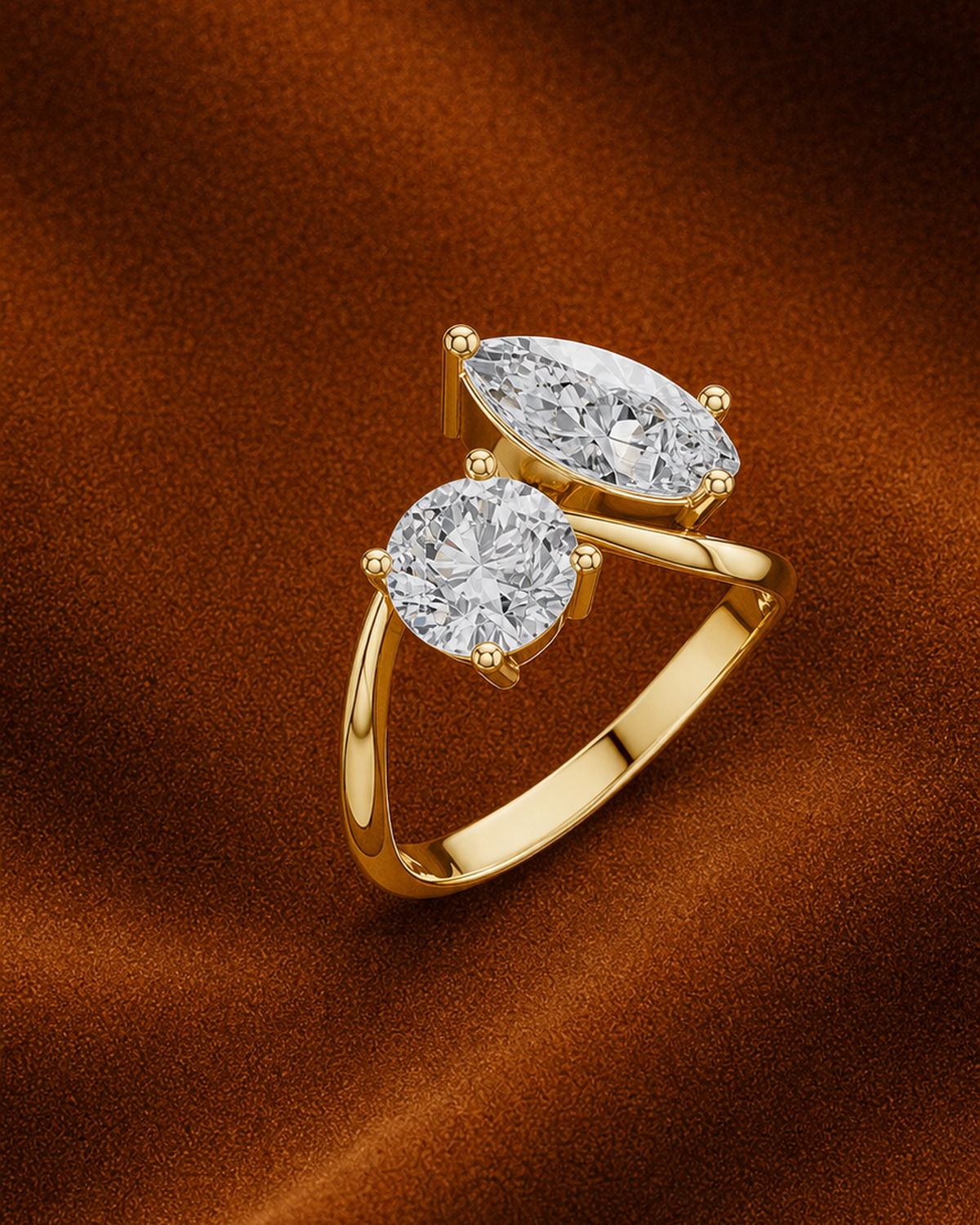 Pear Round Toi et Moi Ring by MONICONIC