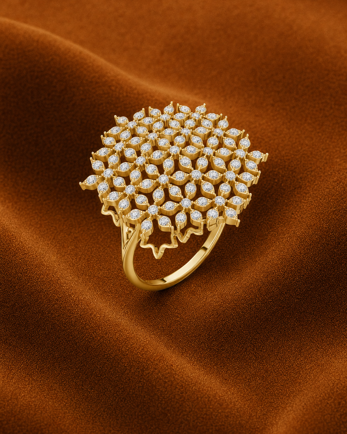 Floral Lattice Medallion Ring by MONICONIC