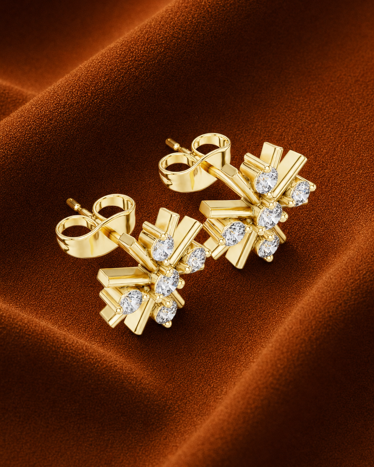 Starburst Diamond Stud Earrings by MONICONIC