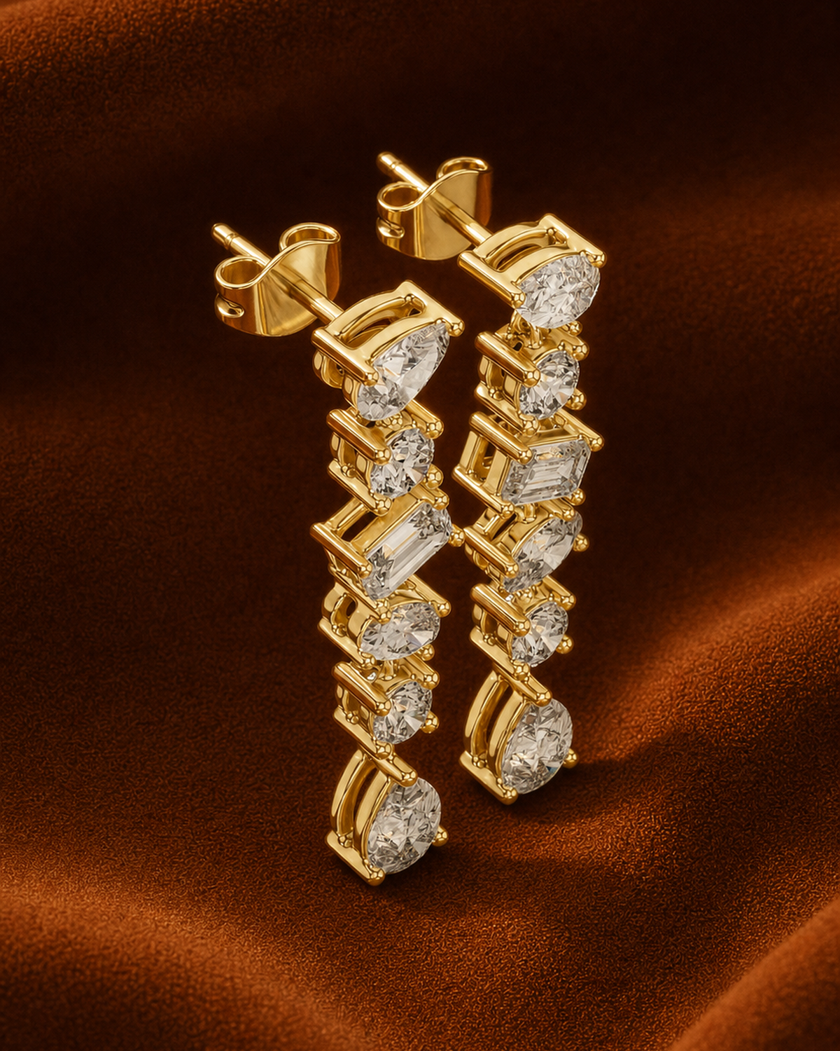 Mixed-Cut Diamond Drop Earrings by MONICONIC