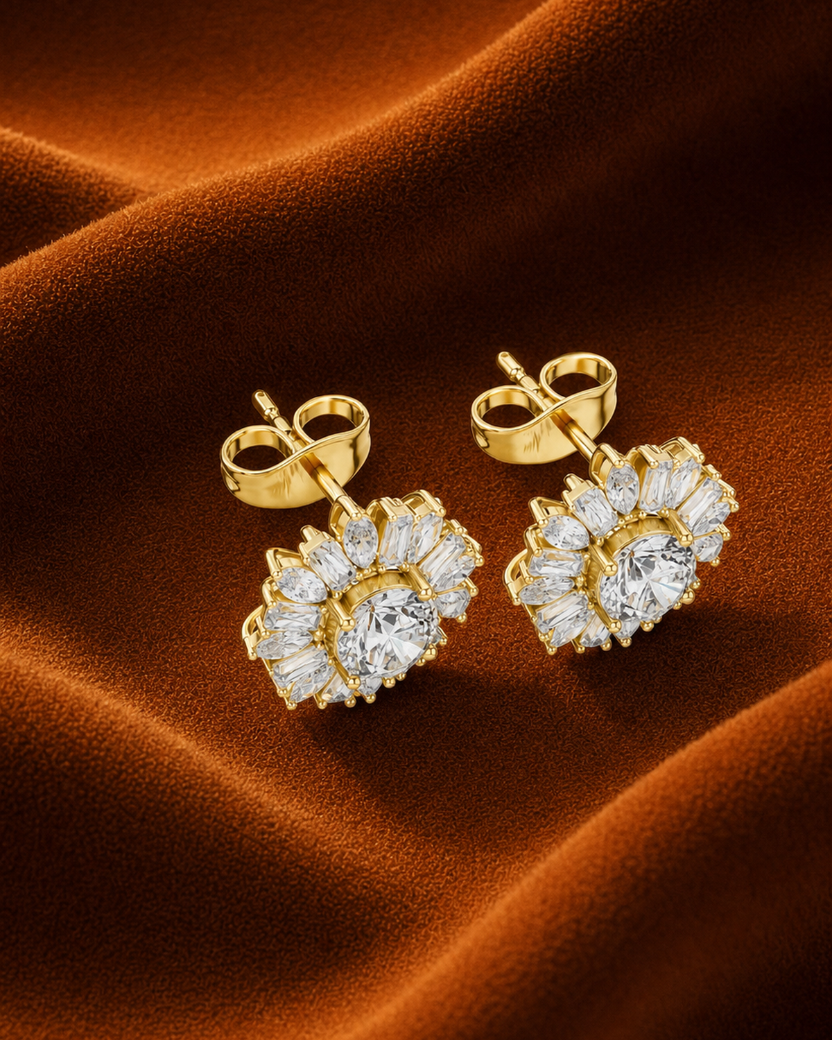 Sunburst Diamond Stud Earrings by MONICONIC