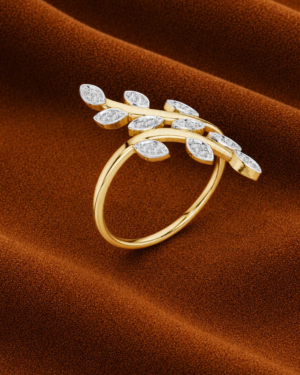 Leaf Vine Bypass Ring by MONICONIC