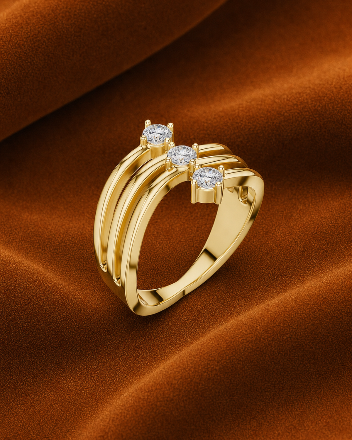 Vertical Trio Diamond Ring by MONICONIC