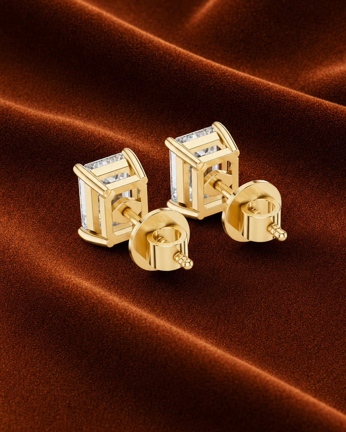 Emerald-Cut Lab-Grown Diamond Stud Earrings by MONICONIC