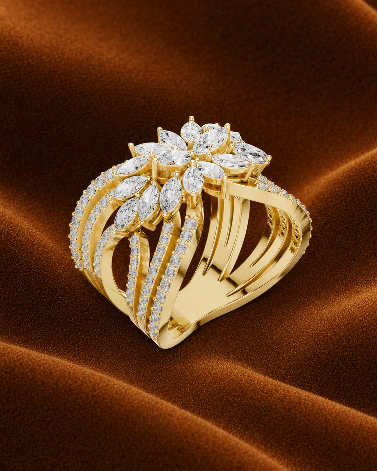 Marquise Rosette Multi-Row Ring by MONICONIC