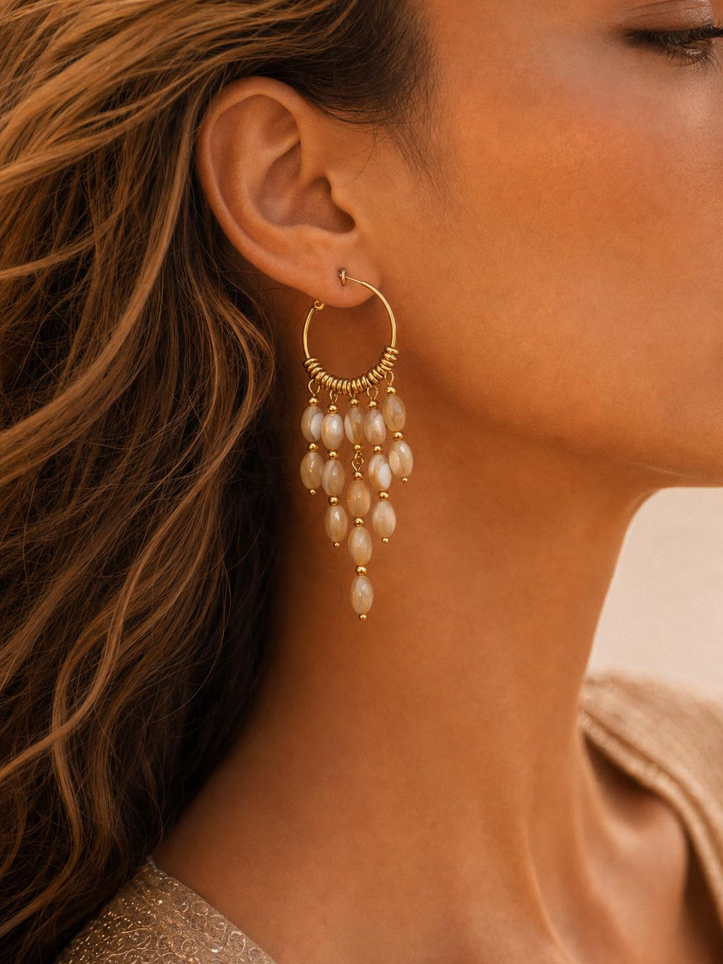 Shell Cascade Hoop Earrings