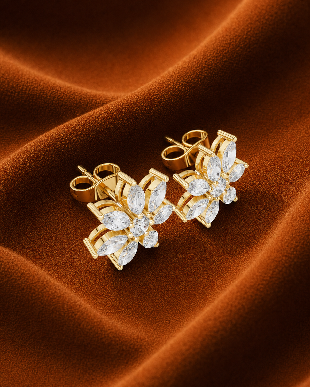 Marquise Flower Diamond Studs by MONICONIC