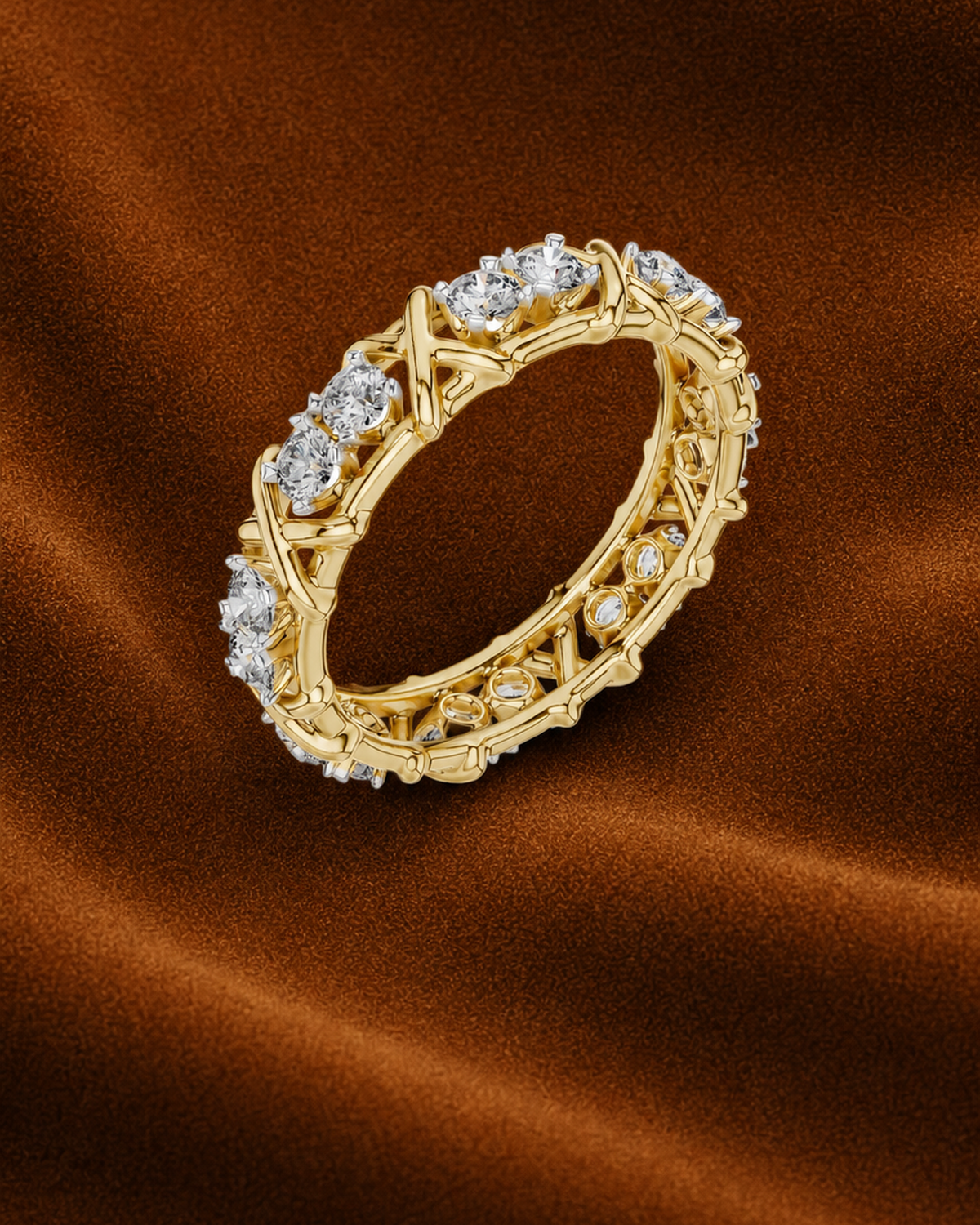 X Motif Eternity Band by MONICONIC