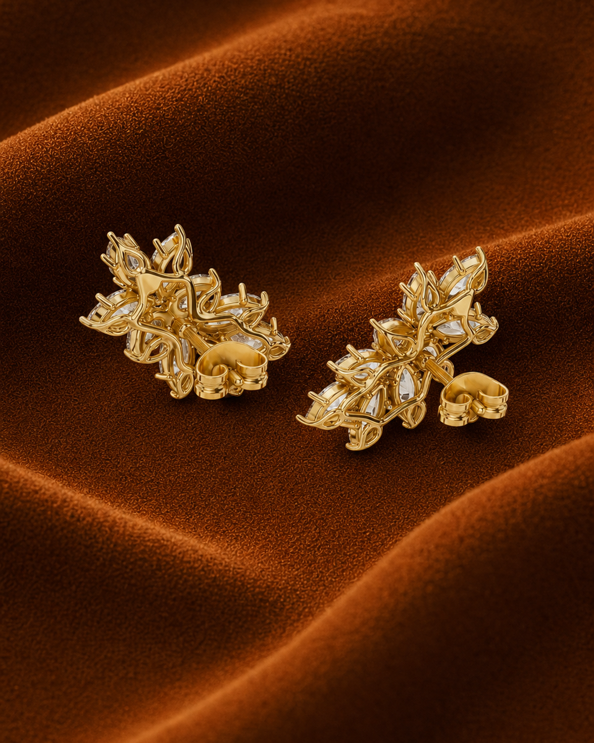 Marquise Leaf Diamond Stud Earrings by MONICONIC