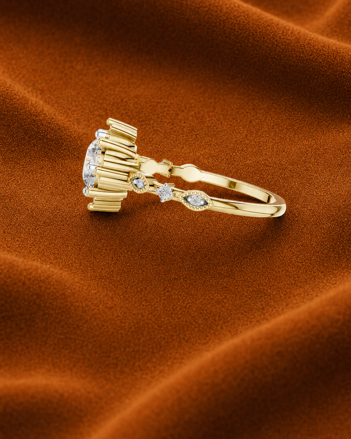 Floral Collet Solitaire Ring by MONICONIC