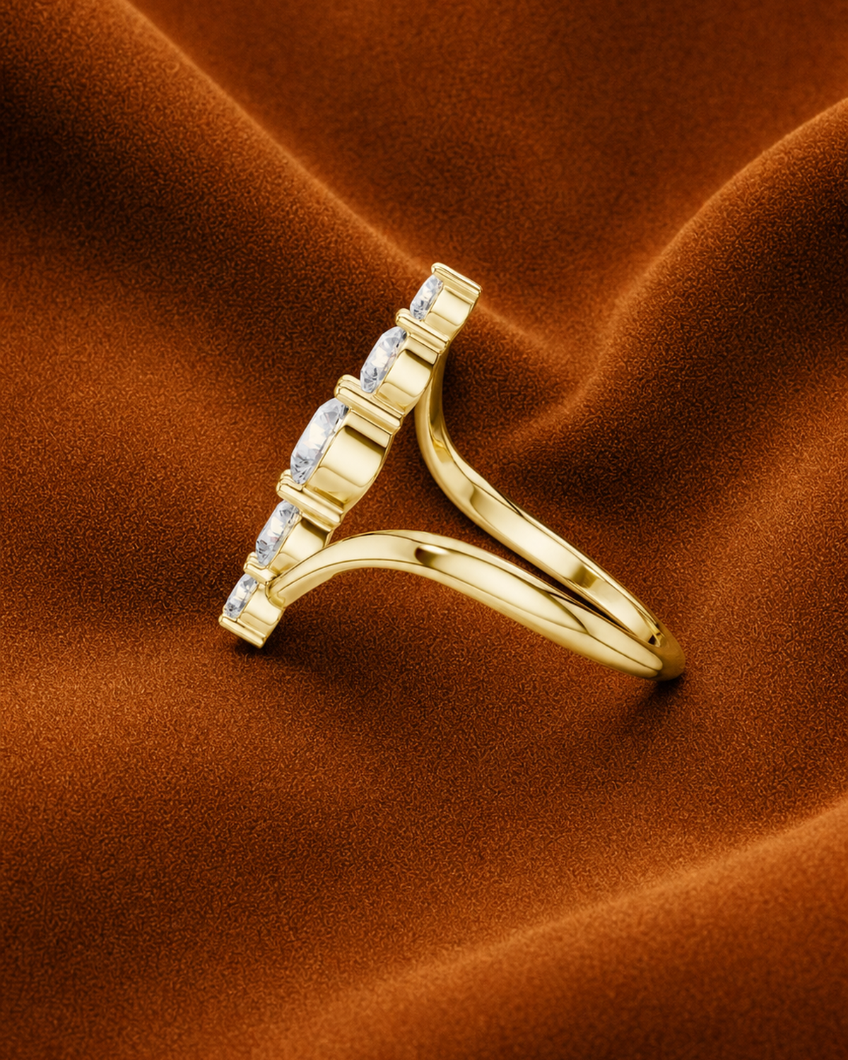 Five Stone Bypass Ring by MONICONIC