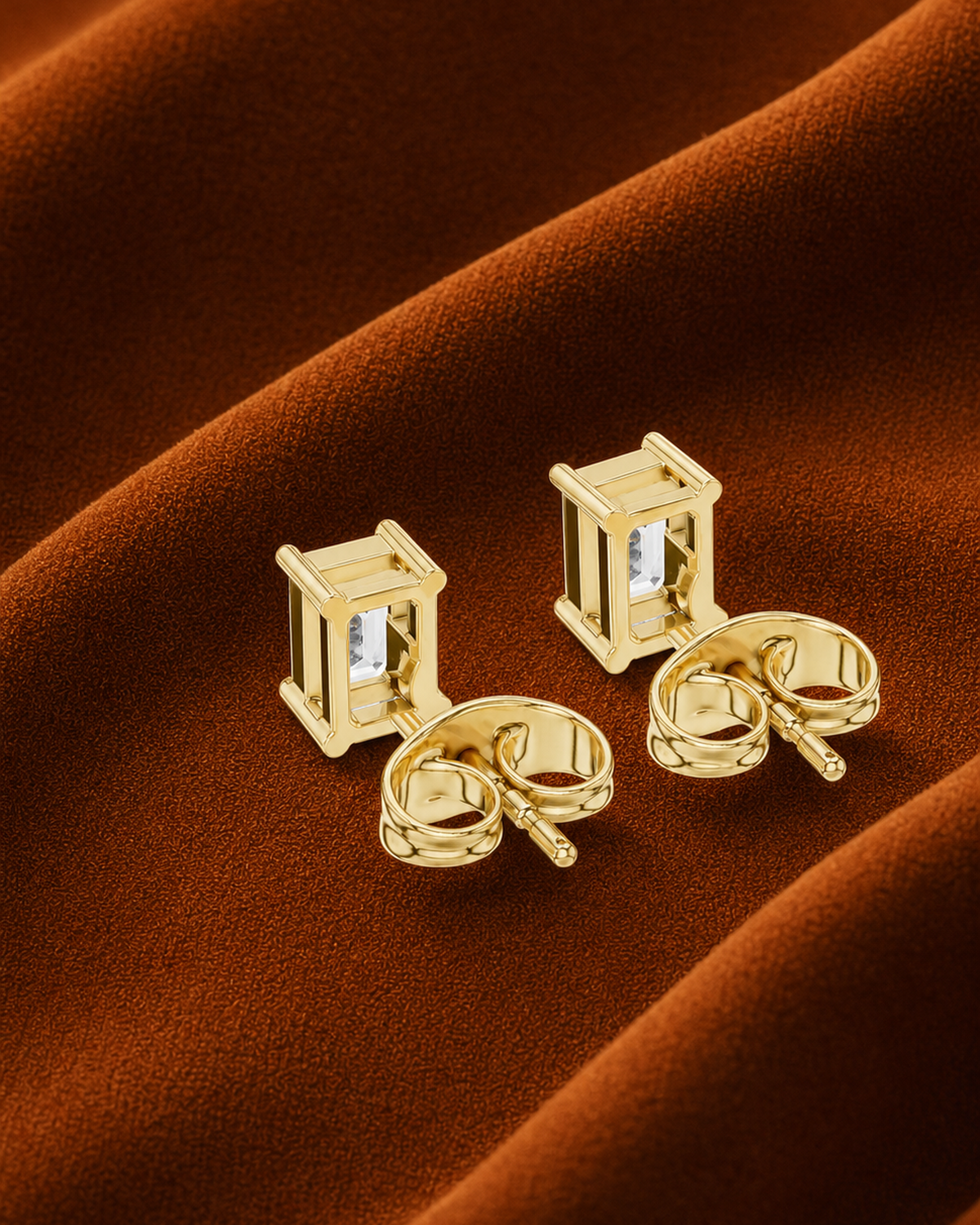 Double Emerald-Cut Diamond Studs by MONICONIC