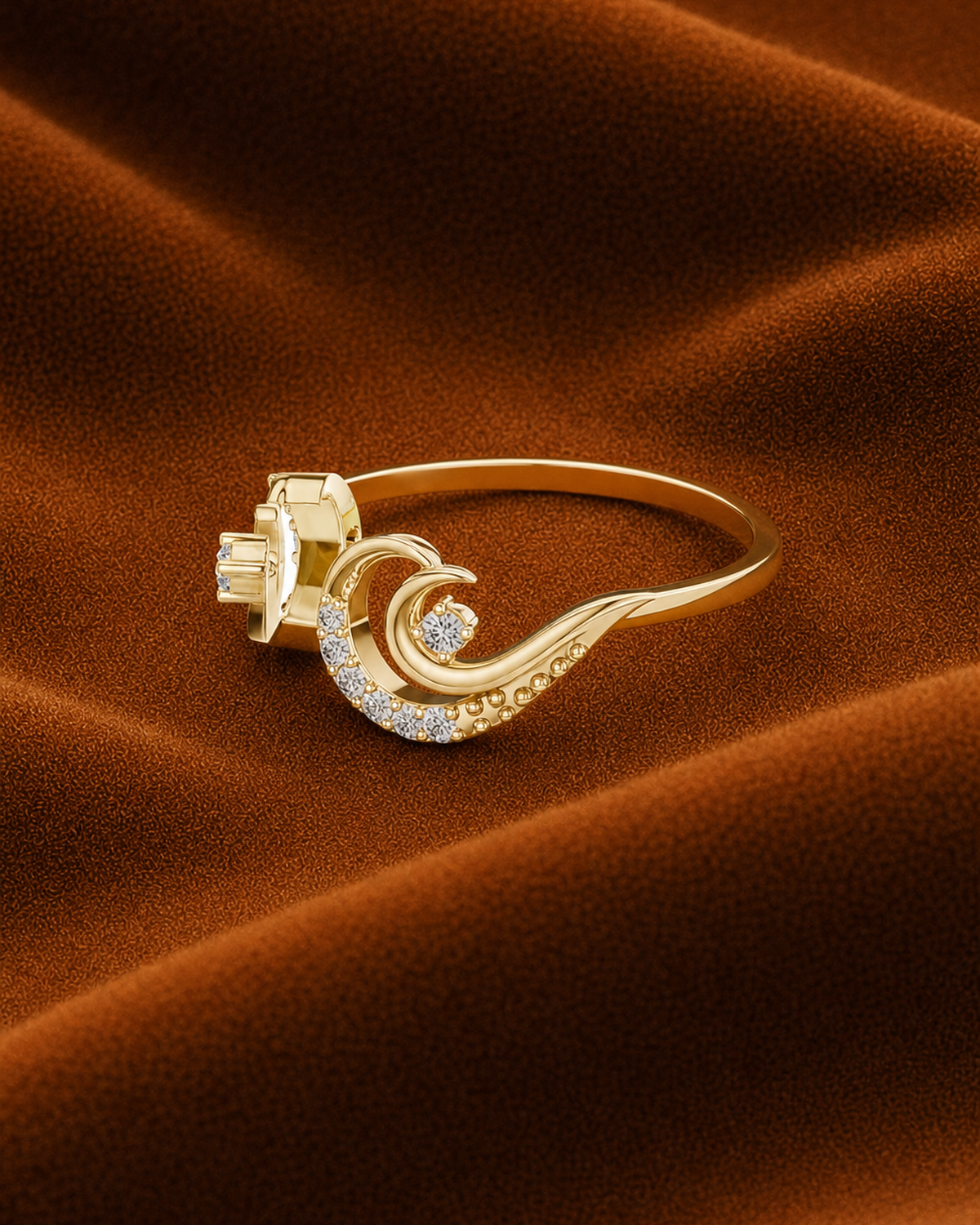 Crescent Pavé Ring by MONICONIC