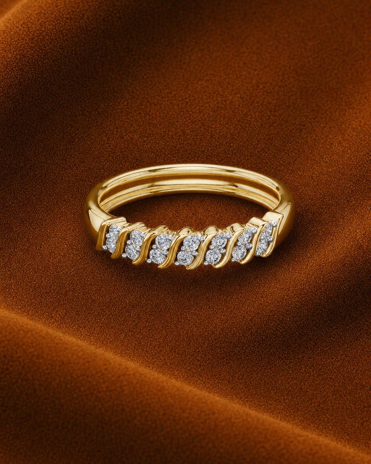 Scalloped Collet Diamond Band by MONICONIC