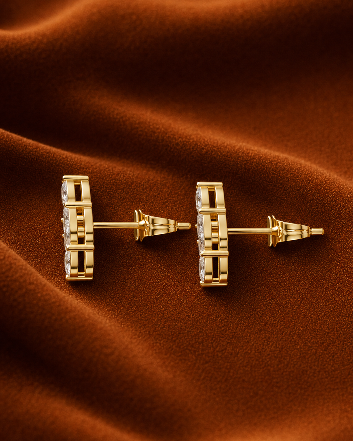 Marquise Diamond Flower Stud Earrings by MONICONIC